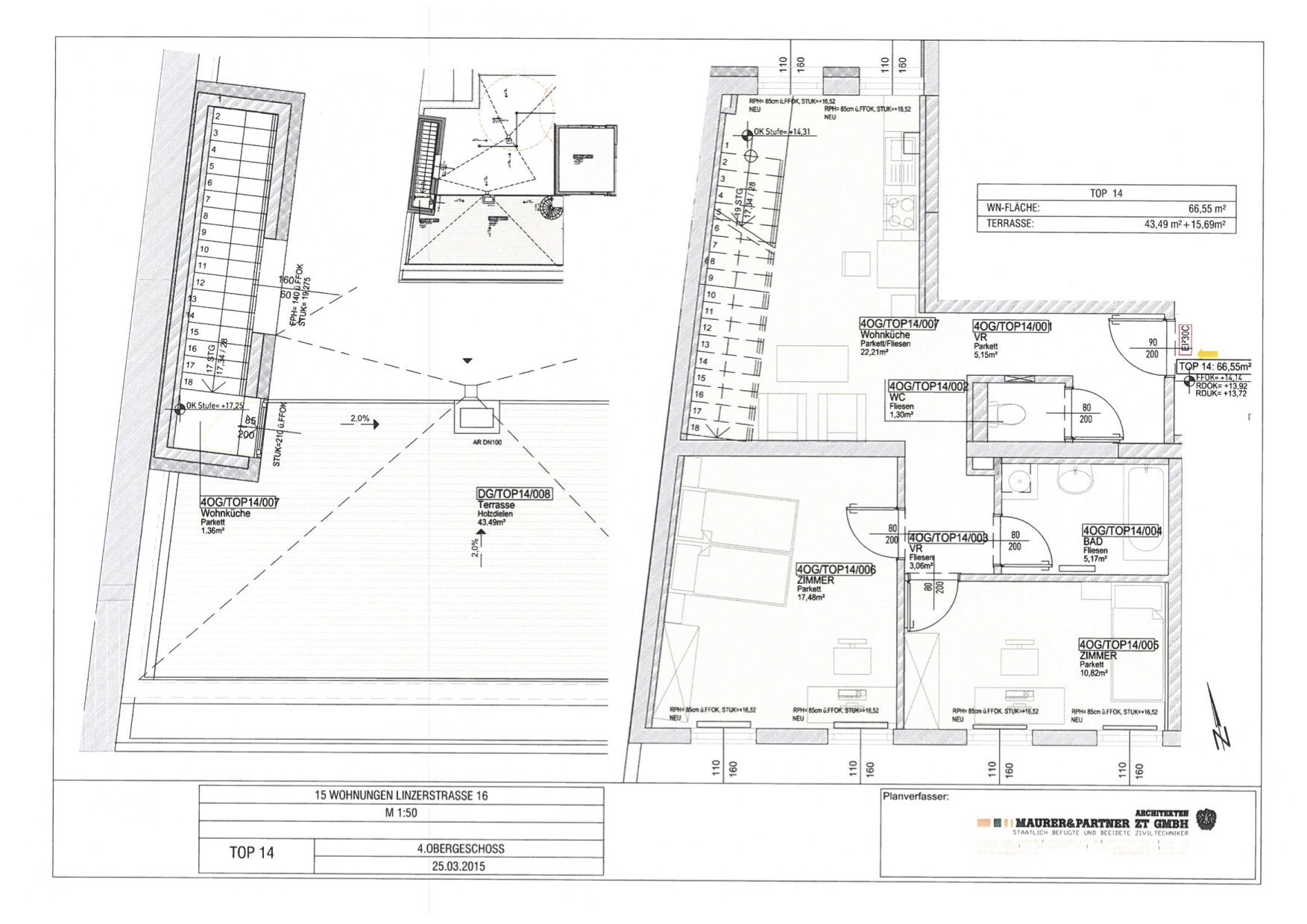Abbildung Grundriss Dachterrassen-Wohnung Penzing